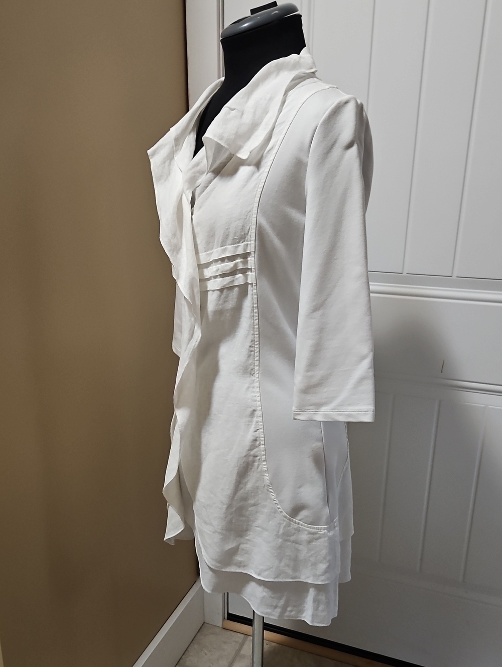 Yest White Linen/Cotton A-line Boho Chic Overshirt Blazer Size 4 - Picture 7 of 15